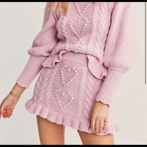 LoveShackFancy Brendana Mini Skirt, Sz XS, Pink, NWT